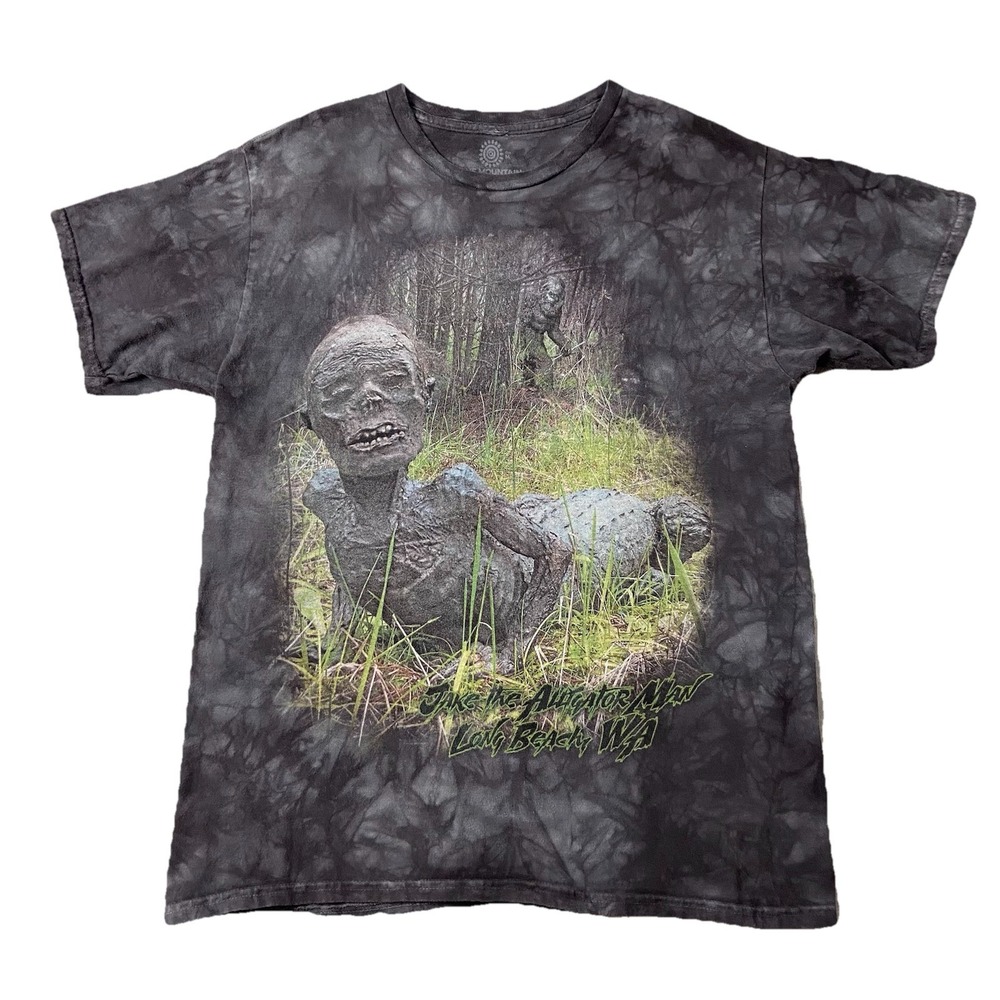 The Mountain Cryptid Short Sleeve Tee Black Gray Tie Dye Unisex M Bigfoot Sci-Fi